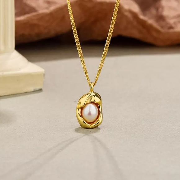 🌟Buy 1 Get 1 FREE 🍳Sunny-side up Vermeil Gold Pearl Charm Necklace silver - Picture 7 of 11